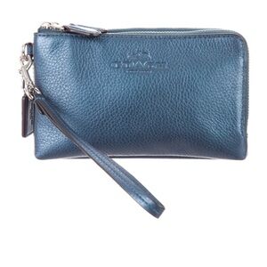 Coach Blue Leather Wristlet
